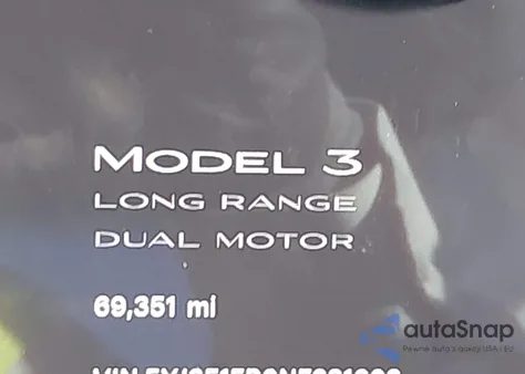 2022 Tesla Model 3 Long Range Dual Motor All-Wheel Drive from USA, damaged, VIN 5YJ3E1EB0NF231603